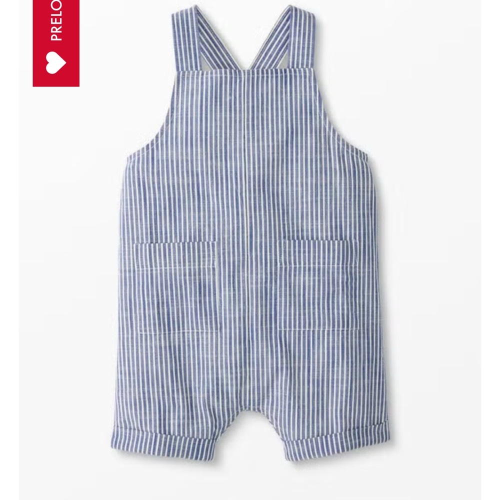 Hanna Andersson Blue and White Striped Overalls 3-6 months